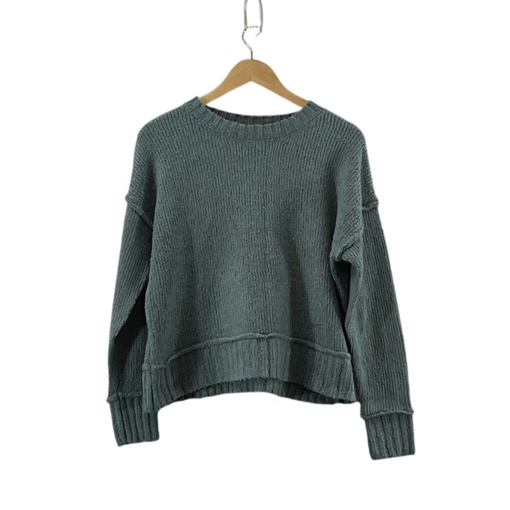 Pink Rose Green Knit Sweater Women's Medium
